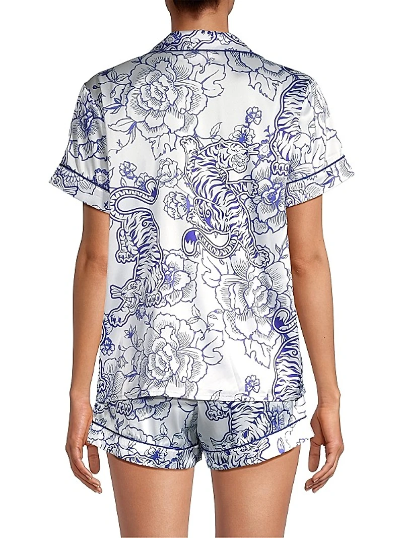 Floral Tiger Satin Pajama Set