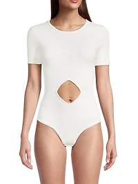 Rib-Knit Diamond Cut-Out Bodysuit