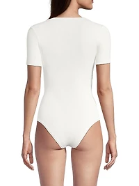 Rib-Knit Diamond Cut-Out Bodysuit