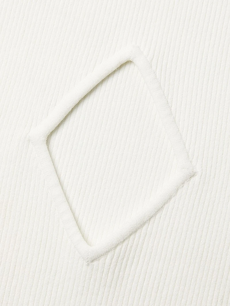 Rib-Knit Diamond Cut-Out Bodysuit