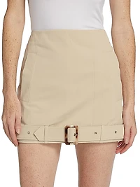 Kira Buckled-Hem Miniskirt
