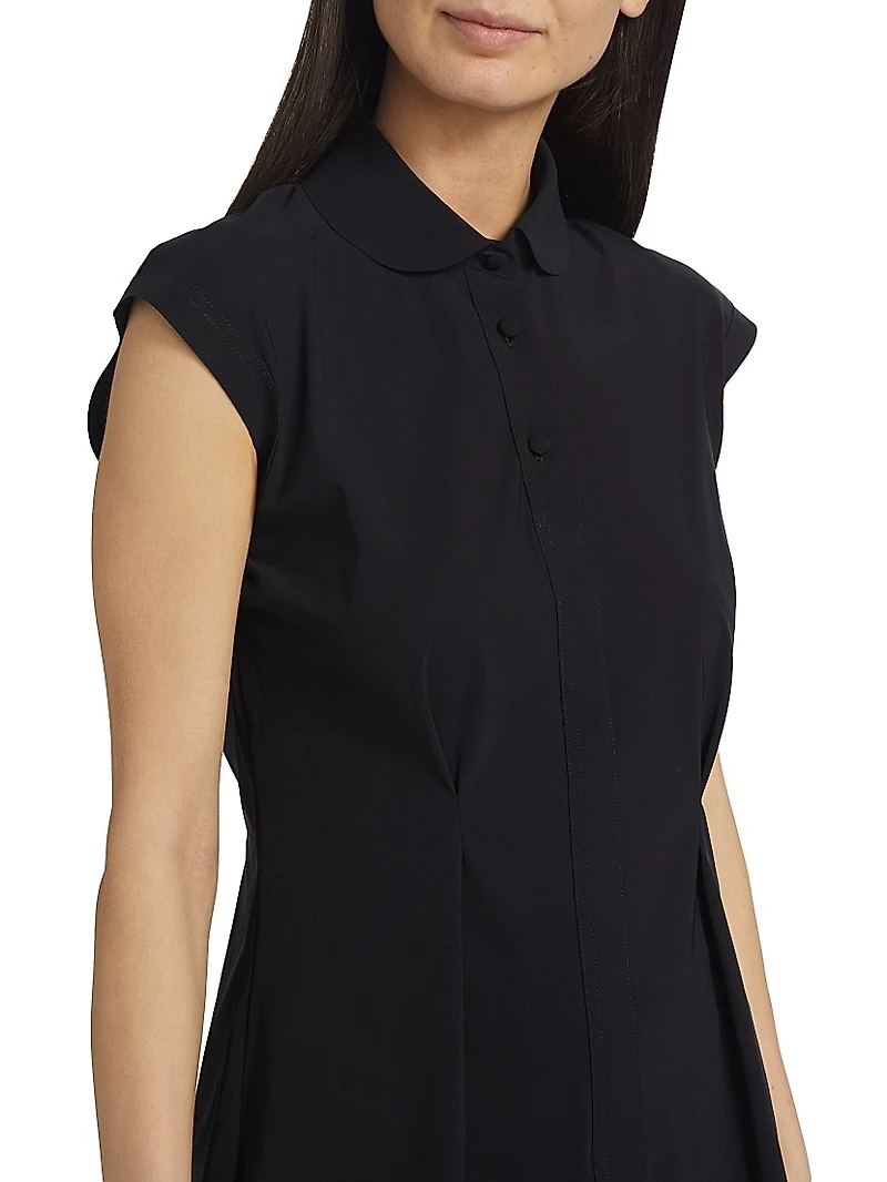 Zak Pleated Jersey Button-Front Blouse