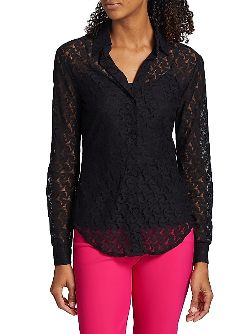 Shulinen Lace Button-Front Blouse