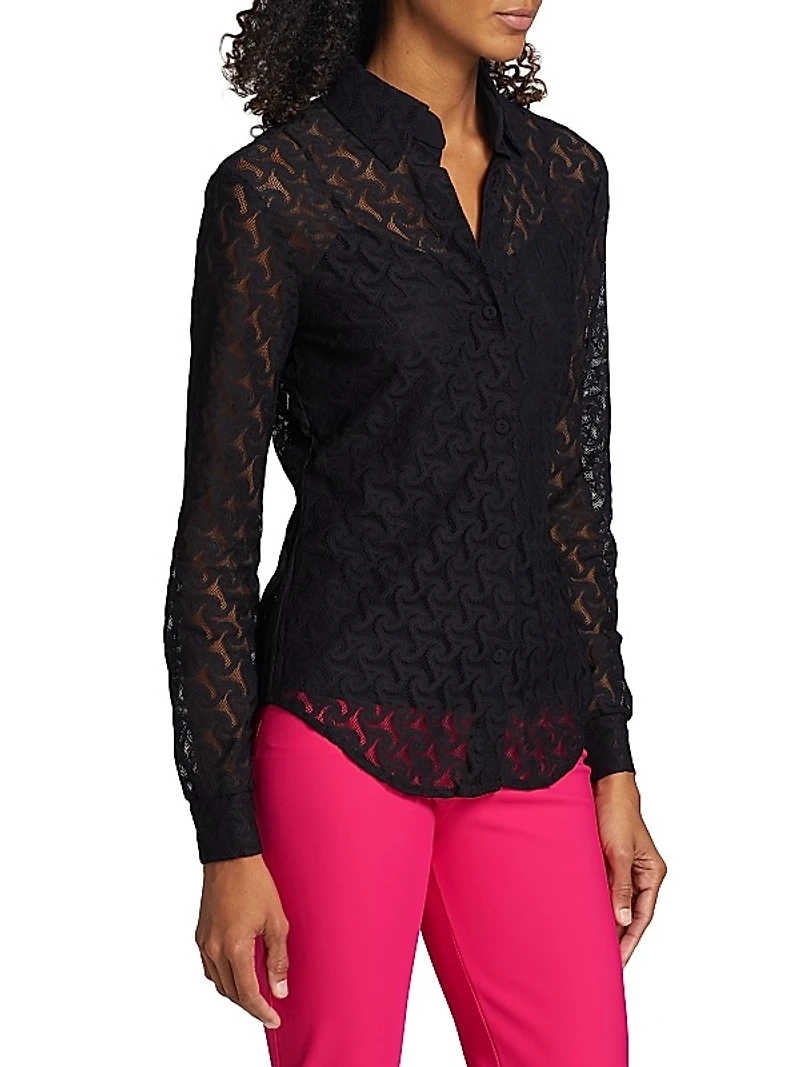 Shulinen Lace Button-Front Blouse