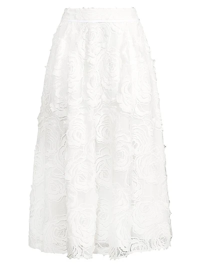 Louelaa Floral-Textured Midi-Skirt