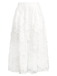 Louelaa Floral-Textured Midi-Skirt