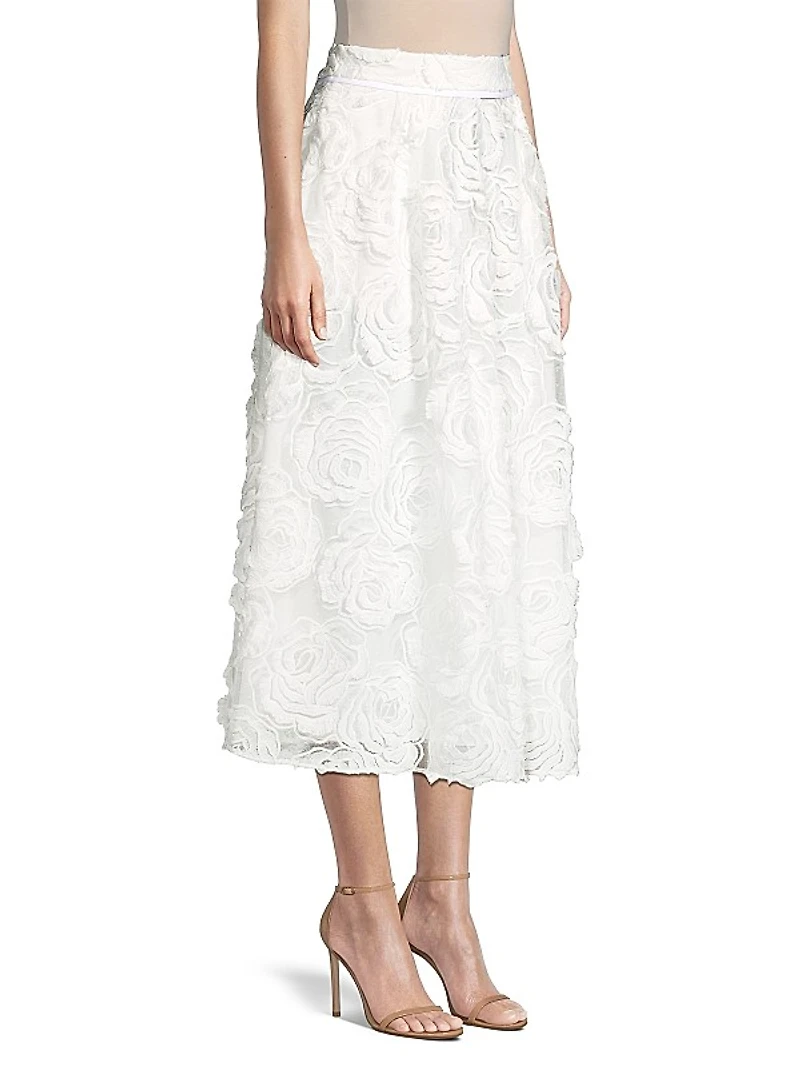 Louelaa Floral-Textured Midi-Skirt