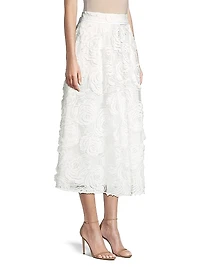 Louelaa Floral-Textured Midi-Skirt