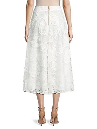 Louelaa Floral-Textured Midi-Skirt