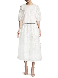 Louelaa Floral-Textured Midi-Skirt