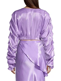 Extreme Pintuck-Sleeve Crop Top