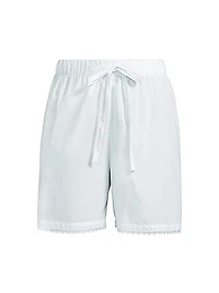 Mazy Striped Lace-Trim Pajama Shorts