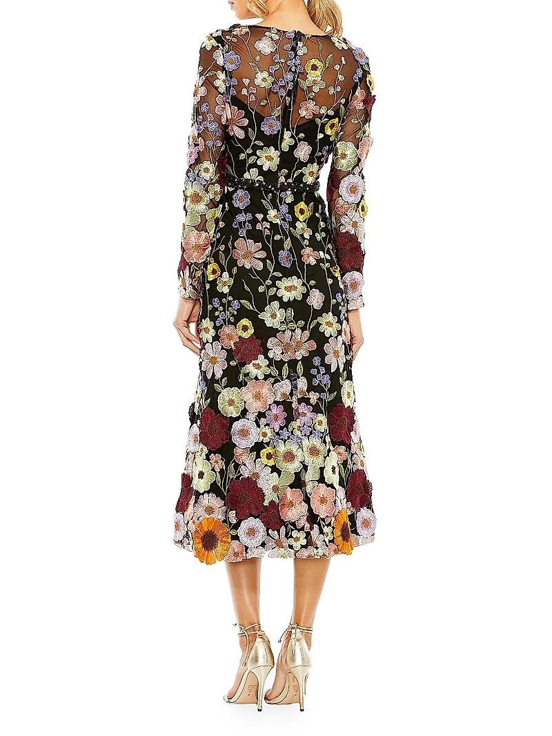Mac Floral Embroidered Midi-Dress