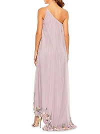 Mac Asymmetric Floral Chiffon High-Low Gown
