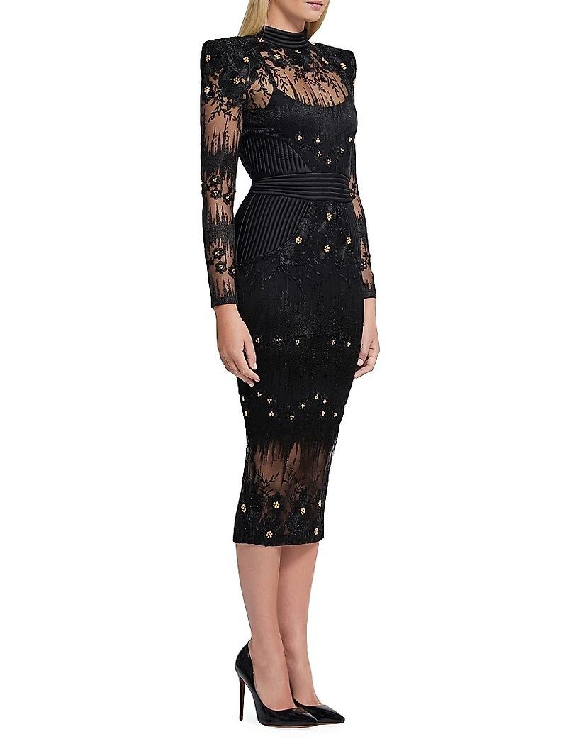 L'Artiste Embellished Midi-Dress
