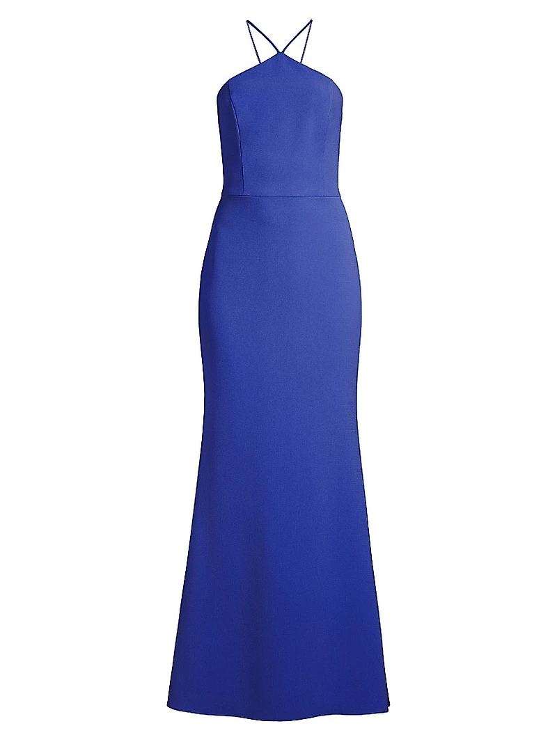 Twill Halter Mermaid Gown