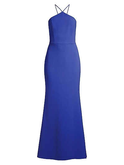 Twill Halter Mermaid Gown