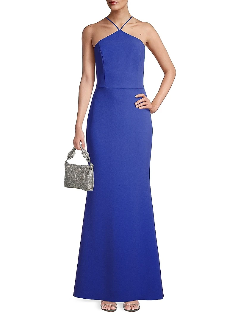Twill Halter Mermaid Gown