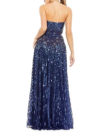 Embellished Strapless Gown