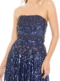 Embellished Strapless Gown