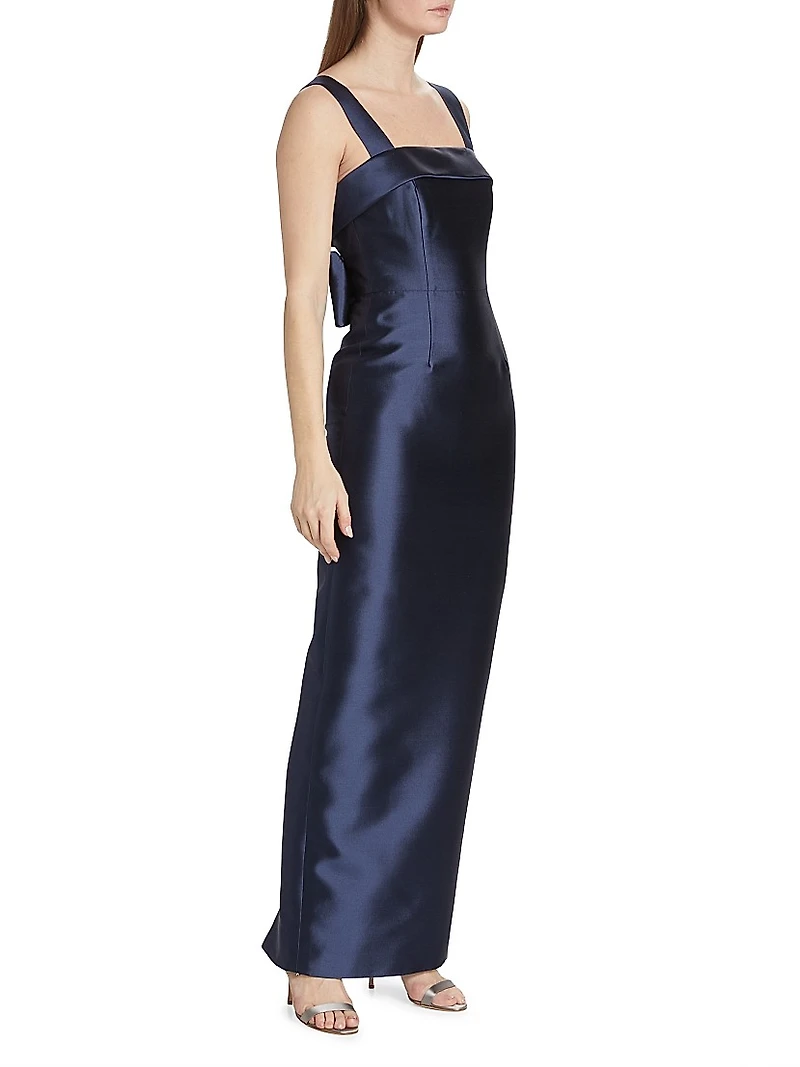 Brigitte Bow-Embellished Column Gown