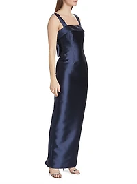 Brigitte Bow-Embellished Column Gown