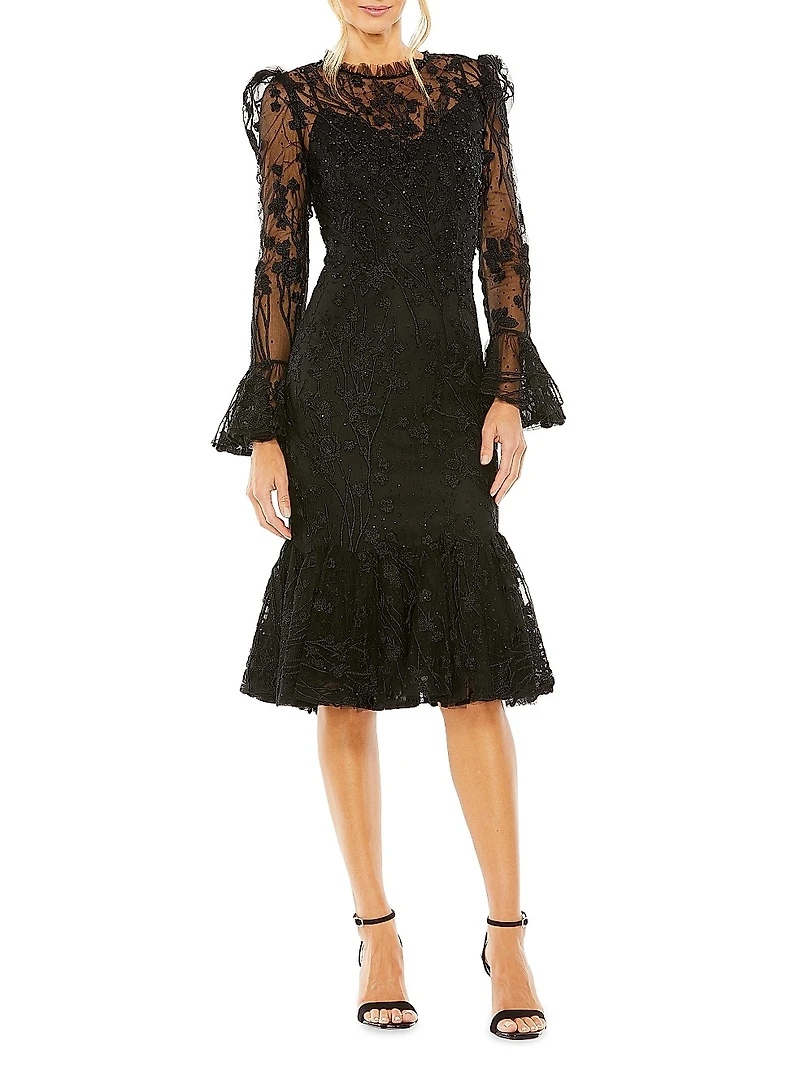 Embellished High-Neck Dress