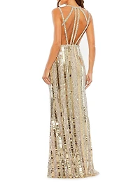 Bead-Embellished Halter Gown