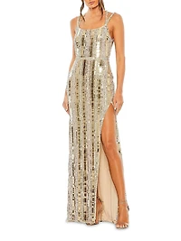 Bead-Embellished Halter Gown