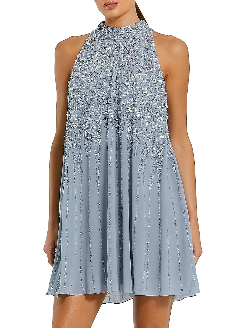 Sequin-Embellished Trapeze Dress