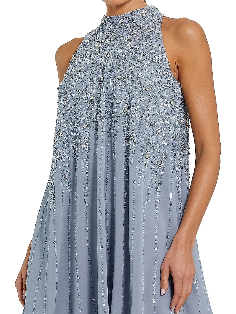 Sequin-Embellished Trapeze Dress