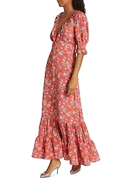Spring Floral Tiered Maxi Dress