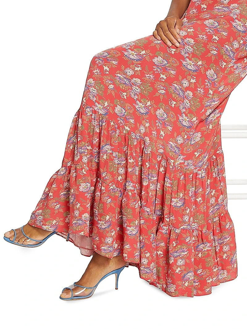 Spring Floral Tiered Maxi Dress