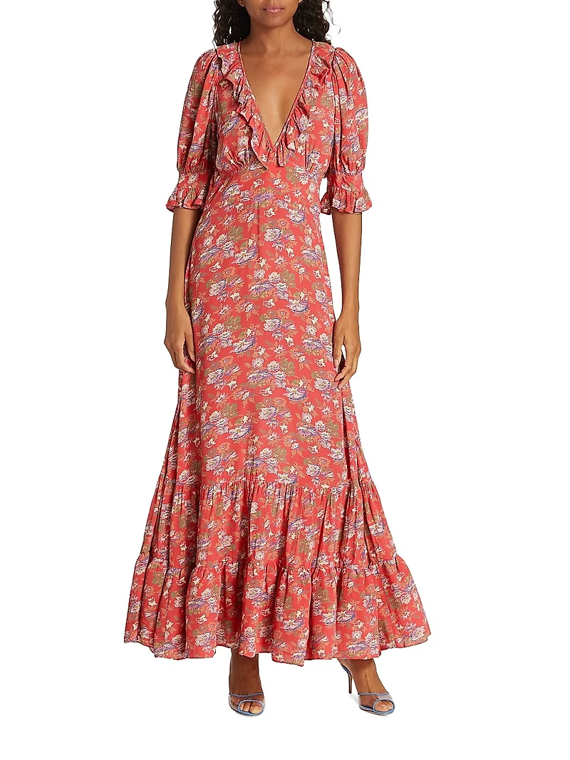 Spring Floral Tiered Maxi Dress