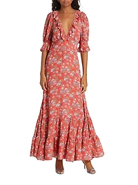 Spring Floral Tiered Maxi Dress