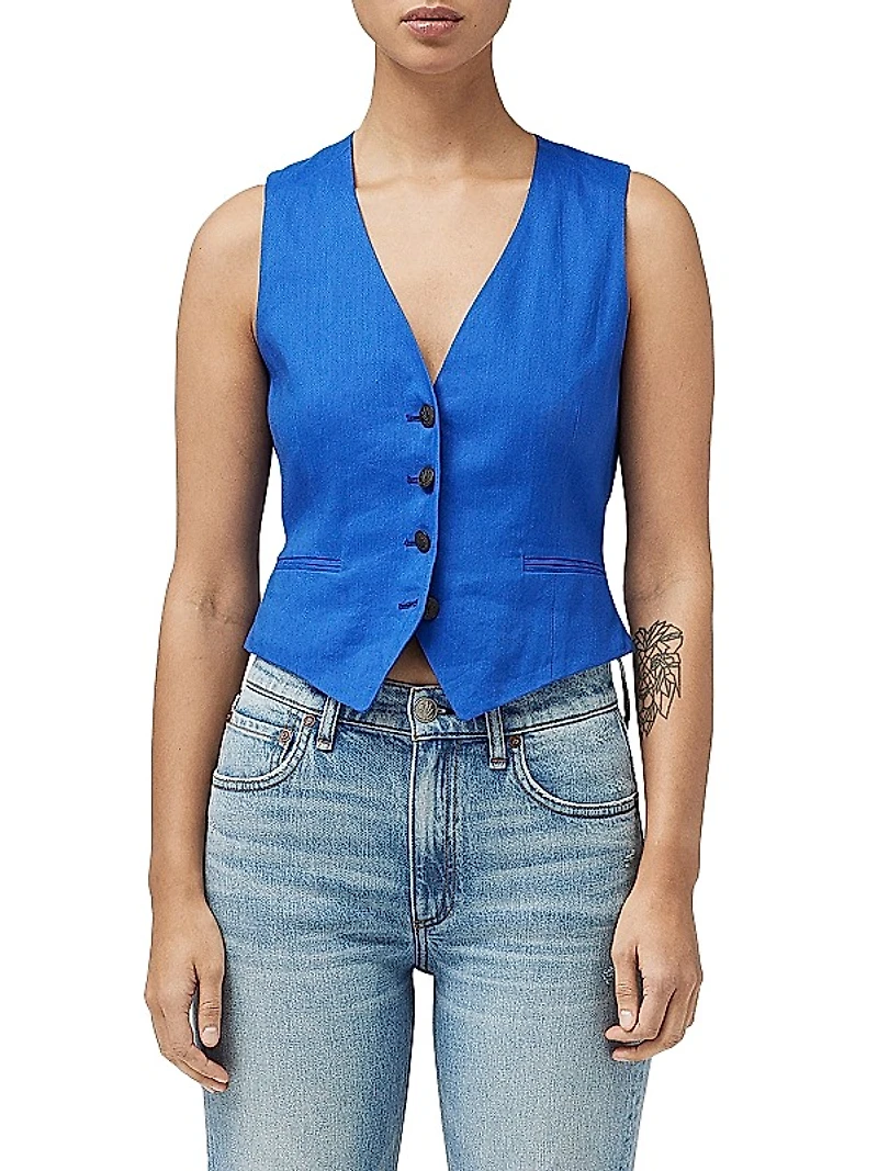 Priya Linen-Blend Vest