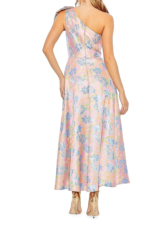 Mac Duggal One-Shoulder Embroidered Floral Dress | The Summit