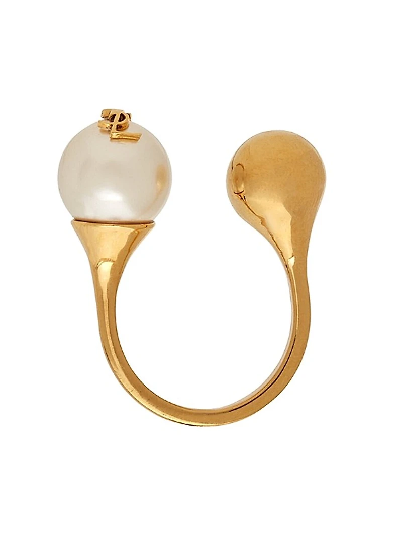 Cassandre Pearl and Ball Ring in Metal