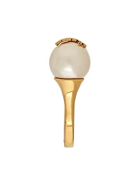 Cassandre Pearl and Ball Ring in Metal