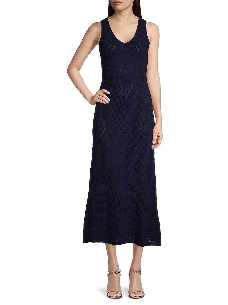 V-Neck Crochet Maxi Dress