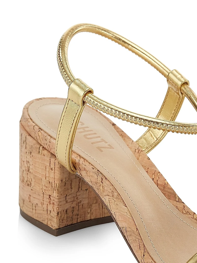 Gimenez 60MM Metallic Block-Heel Sandals