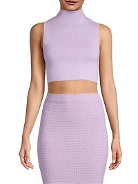 Laser-Dot Mock Turtleneck Crop Top