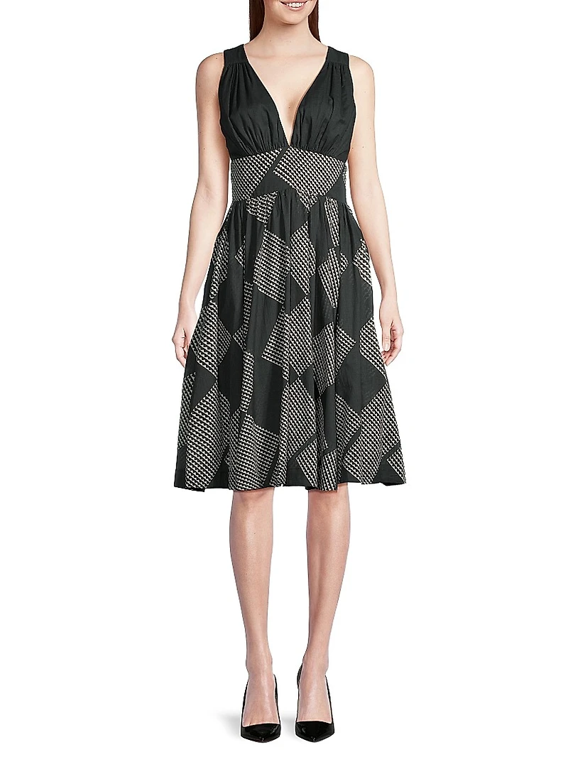 Diamond-Print Halter Dress