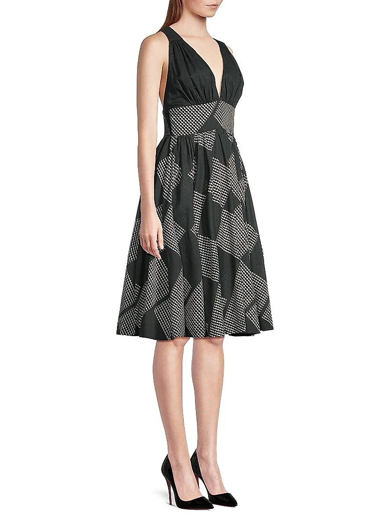 Diamond-Print Halter Dress