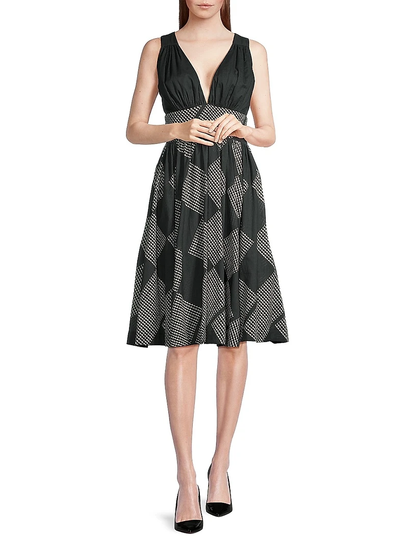 Diamond-Print Halter Dress