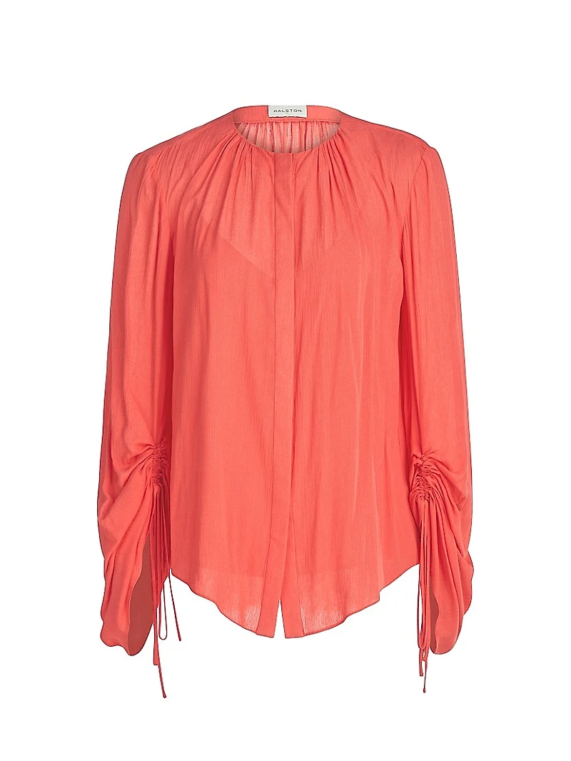 Kasia Crinkled Button-Up Blouse