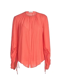 Kasia Crinkled Button-Up Blouse