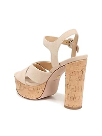 Lucille Cork Suede Platform Sandals