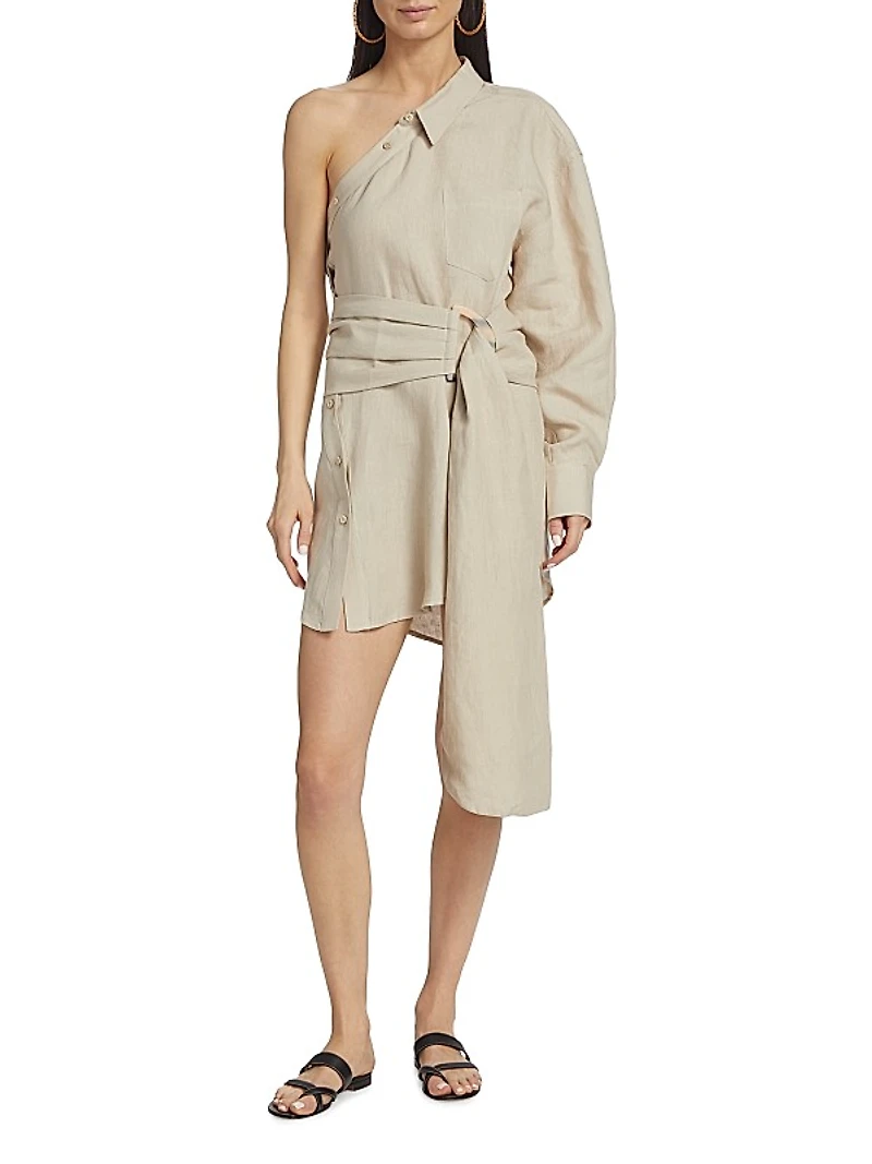 Blake Linen One-Shoulder Minidress