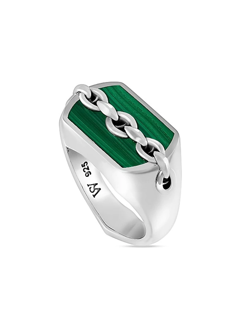 Inline Razer Sterling Silver & Malachite Signet Ring